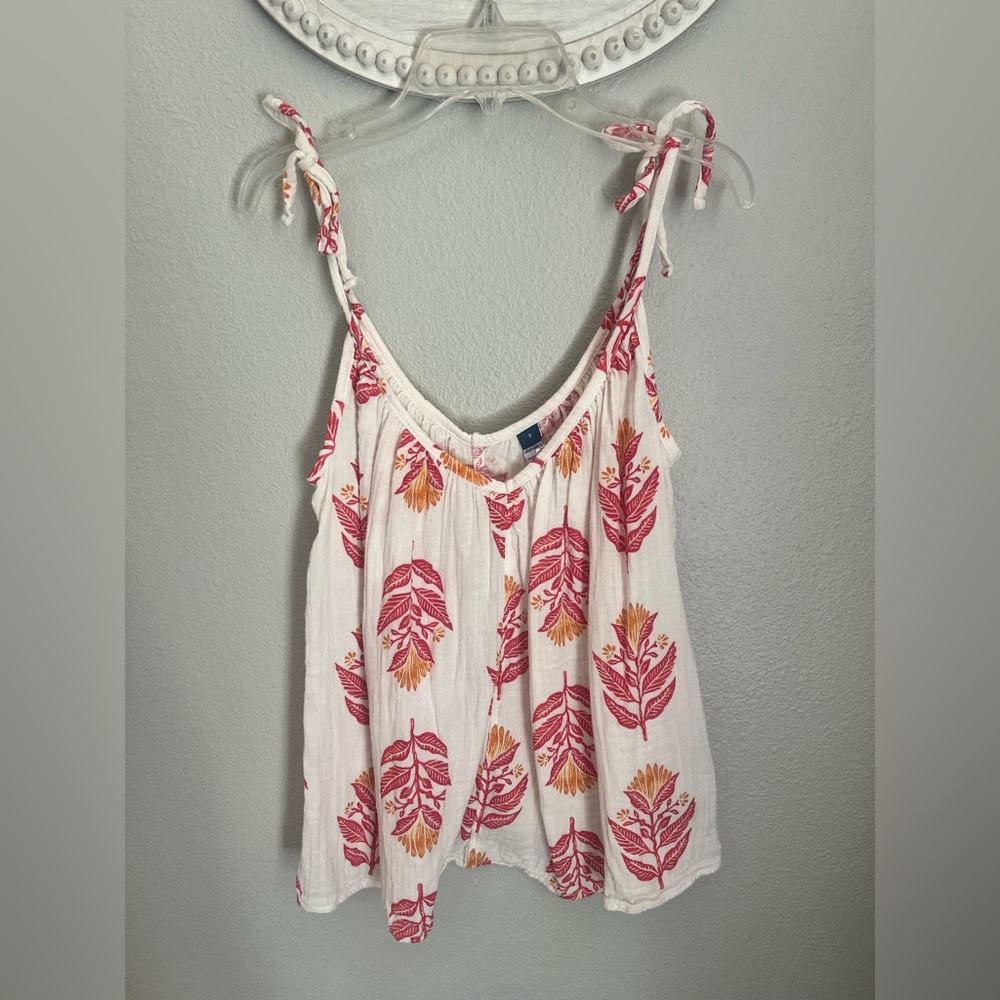 Old Navy White Floral Tie-Shoulder Camisole - Pink & Yellow Print